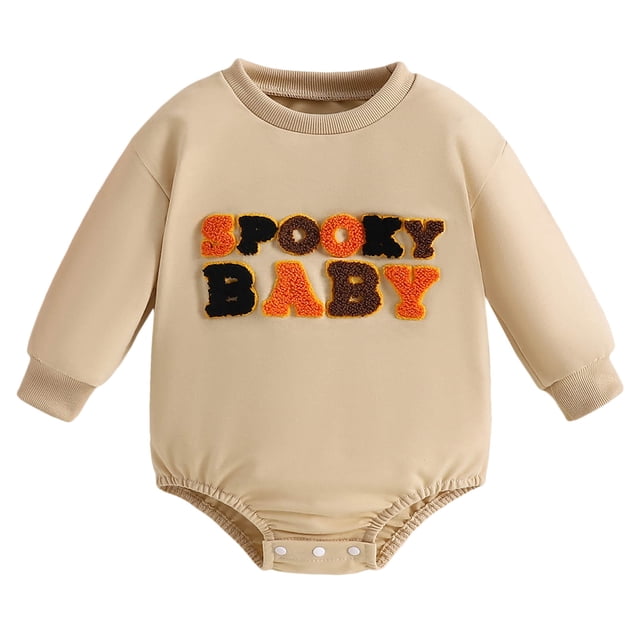 WEAIXIMIUNGChristmas Boys Girls Long Sleeve Pumpkin Embroider Pullover Romper Bodysuits 6-12 Months