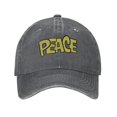 thumbnail image 1 of ZICANCN Peace Text Adjustable Baseball Cap Women , Hats for Men Adult Washed Cotton Denim Baseball Caps Fashion Deep Heather, 1 of 6