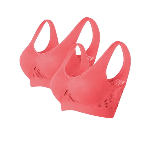Virmaxy 2PC Womens Wireless Bra Gathering Breathable Underwear Everyday Bra 2PC Printing Gathered Together Large Size Daily Bra Underwear No Rims Watermelon Red-1 XXXXL