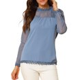 thumbnail image 1 of INSPIRE CHIC Blouses Décontractées pour Femmes à Col Rond en Dentelle Florale à Manches Longues en Chiffon, 1 of 5