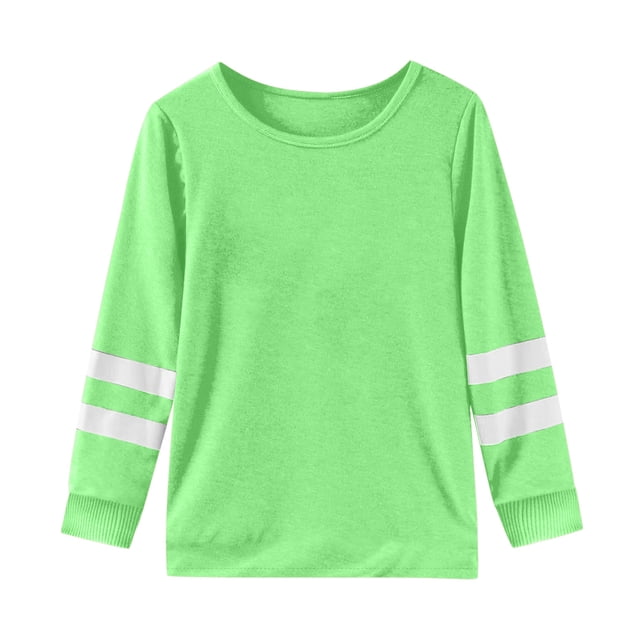WEIYLL T-Shirts Graphiques pour Filles Manches Longues Poignets Col Ras du Cou Patchwork Chauds Doux Hauts de Sport pour 7-8 Ans