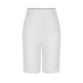 thumbnail image 4 of Timegard Shorts for Women High Waist Button Straight Leg Solid Color Comfy Casual Workout Half Pants, 4 of 5