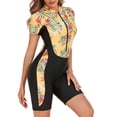 thumbnail image 4 of RKSTN One Piece Swimsuit Women New Fashion Rash Guard Long Sleeve UV UPF 50+ Sun Protection Swimsuit Front Zipper Printed Patchwork Bathing Suit, 4 of 5