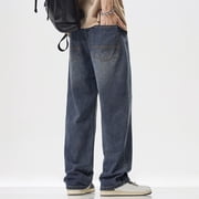 FcBaudy Full Length Pants Jeans Fashion Men's Solid Color Comfortable Temperament Denim Straight Leg Pants Men Pants