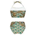 thumbnail image 2 of TiaoBug Girls 2 Pcs Mermaid Bikini Sets Shiny Halter Ruffles Crop Top with Triangle Brief Bathing Suit Tankini Dark Green A 130, 2 of 5