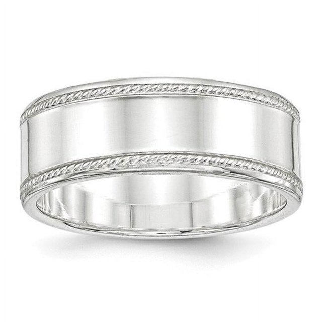 Bridal QDEB080-10 8 mm Sterling Silver Designed Edge Band - Size 10
