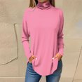 thumbnail image 2 of FAIWAD Women's Turtleneck Long Sleeve Tops Basic Layering Irregular U Hem Soft Underwear Tunic Tops, 2 of 4