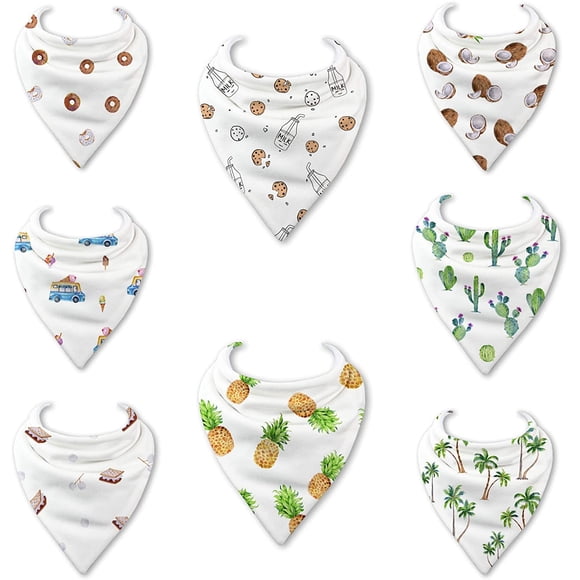 Baby Bibs | Bandana Bibs | Drool Bibs For Baby Boys and Girls 8 Pack