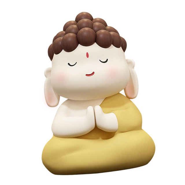 Buddha Statue Ornement Figurine Bouddhiste Résine Dessin Animé Mini Sculpture de Table pour A