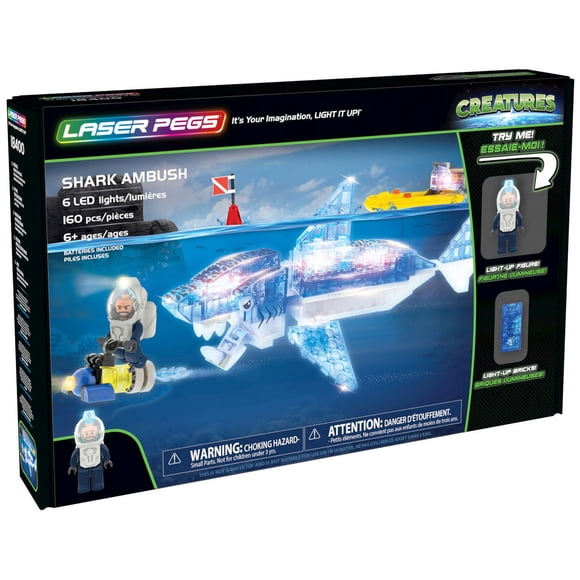 Laser Pegs Building Blocks Playset, Creatures Collection: Shark Ambush