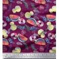 thumbnail image 1 of Soimoi Rayon Crepe Fabric Fruits,Swim Ring & Goggles Summer Designs Print Fabric by The Yard 46 Inch Wide, 1 of 3