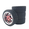thumbnail image 2 of TISHITA 4 Pcs 1/10 1/14 1/18 1/16 Roues RC Pneus pour Wltoys 144001 HSP Camions Rouge, 2 of 7