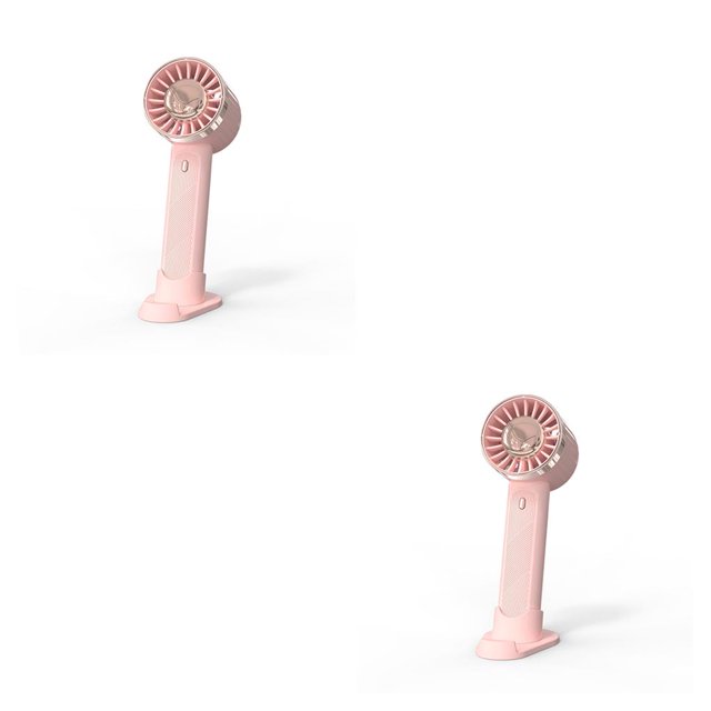 Decodeary Handheld Fan Rechargeable Adjustable Portable Summer Personal Cooling Device Phone Holder Face Travel Office Cooler Pink 2Set