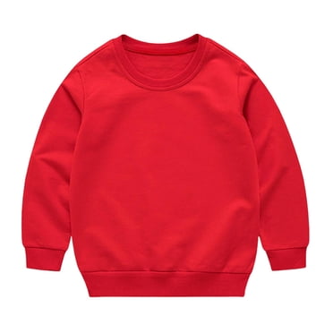 BLVB Unisex Kids Solid Color Cotton Thin Pullover Sweatshirt T-Shirt Toddler Baby Boy Girl Crewneck Long Sleeve Tops Blouse