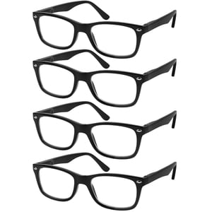 Success Eyewear Reading Glasses Quality Readers Spring Hinge Glasses for Reading for Men and Women Set of 4 Shiny Black 0.75