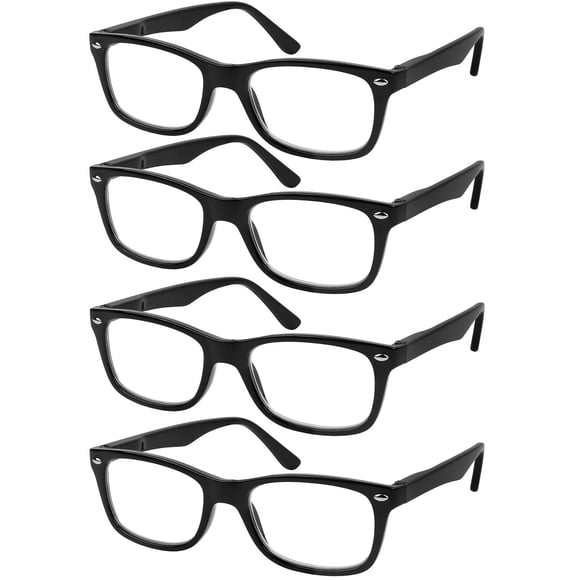 Success Eyewear Lunettes de Lecture Ensemble de 4 Lecteurs Noirs de Qualité Lunettes à Charnière à Ressort pour la Lecture pour Hommes et Femmes +3,25