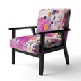 thumbnail image 3 of Designart "Cubism Unleashed Pink Expressions" Pink Cubism Upholstered Accent Chair - Modern Arm Chair For Living Room, 3 of 7