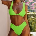thumbnail image 2 of Penkiiy Women Bikini Set Solid Color Sexy Triangle Two Piece Swimsu L Green, 2 of 8