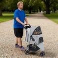 thumbnail image 2 of Gymax Poussette pour Animaux Pliable, Chariot pour Chat Réglable avec Auvent Ajustable, 3 Roues Amortissantes, Gris, 2 of 10