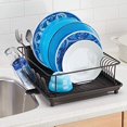 thumbnail image 2 of mDesign Large Metal Kitchen Countertop, Sink Dish Drying Rack - Removable Plastic Cutlery Tray, Drainboard with Adjustable Swivel Spout - 3 Pieces - B, 2 of 6