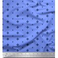 thumbnail image 1 of Soimoi Blue Georgette Viscose Fabric Geometric Plus Sign & Jamdani Printed Fabric 1 Yard 42 Inch Wide, 1 of 2