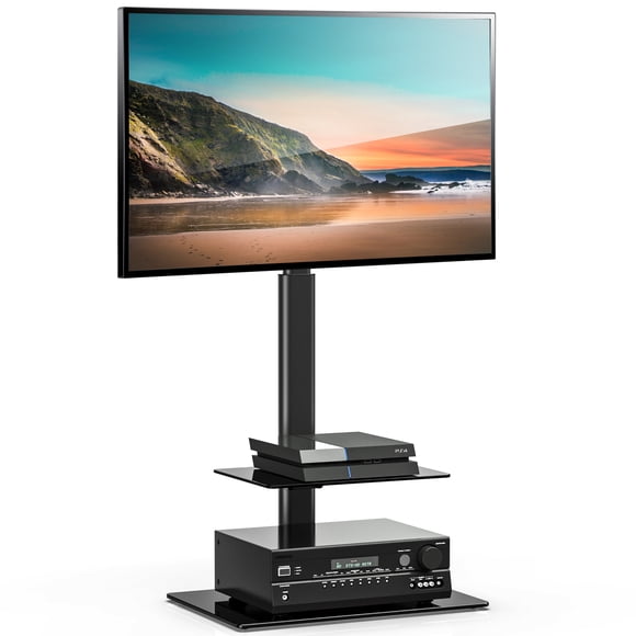 FITUEYES Swivel 70° TV Stand with Mount for 32 to 60 inch Flat Curved Screen Adjustable Heights with 2 Shelves, Cable Management ,Max VESA 600x400 mm