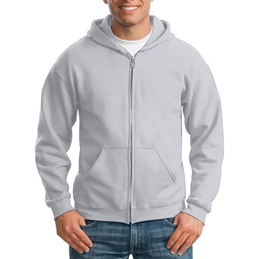 Ediodpoh Mens Zip up Hoodie Long Sleeve Full Zip Hooded Sweatshirt Pullover with Pocket Mens Sweatshirts Light Gray XL