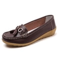thumbnail image 3 of B91xZ Mocassins à Lacets pour Femmes Décontractés Penny Loafers Rétro Mocassins pour Dames Confort à Enfiler Chaussures Bateau Mode Ballerines Classiques, Coffee 9, 3 of 5