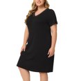 thumbnail image 4 of Agnes Orinda Nuisettes pour Femmes Grande Taille en Dentelle à Col en V à Manches Courtes Pyjama Tenue de Nuit Robe 4X Noir, 4 of 5