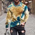 thumbnail image 1 of TIMIFIS Chandails pour Hommes Chandail Imprimé Décontracté T-Shirt à Manches Longues pour Hommes Col Rond T-Shirt Graphique Hauts Hommes Coupe Ample Chandail de Course Chandail Taille-Bluefall, 1 of 5