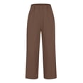 thumbnail image 4 of Dealovy Womens Cotton Linen Pants Plus Size Elastic High Waisted Solid Color Lightweight Summer Trousers, 4 of 6