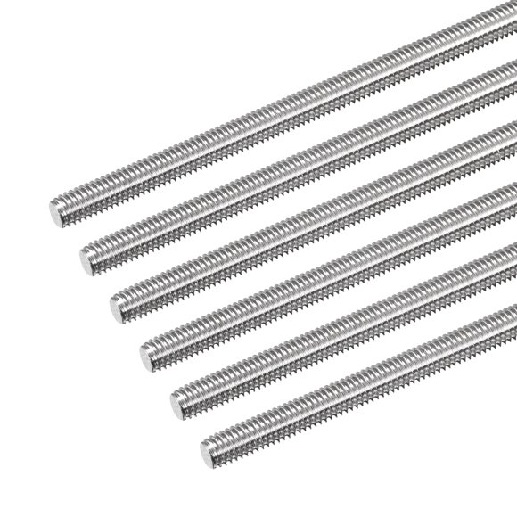 Fully Threaded Rod M6 x 500mm 1mm Thread Pitch 304 Stainless Steel Right Hand Threaded Rods Bar Studs 6 Pack