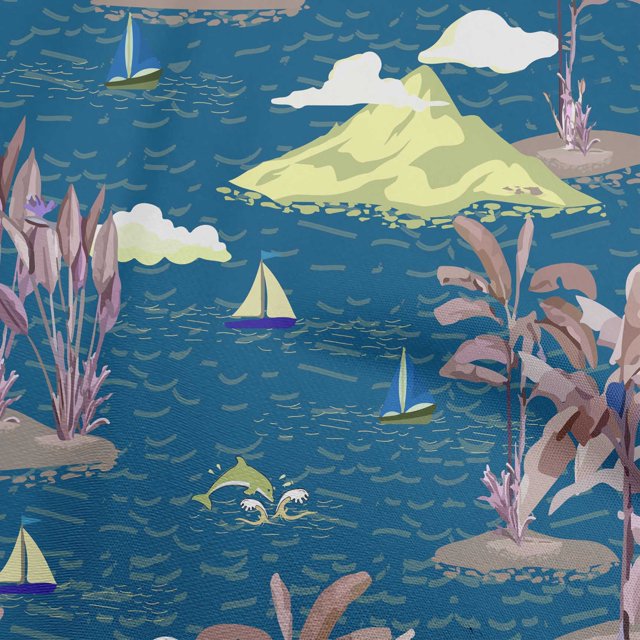 oneOone Georgette Viscose Blue Fabric Tropical Beach Craft Projects Decor Fabric Printed By The Yard 42 Inch Wide