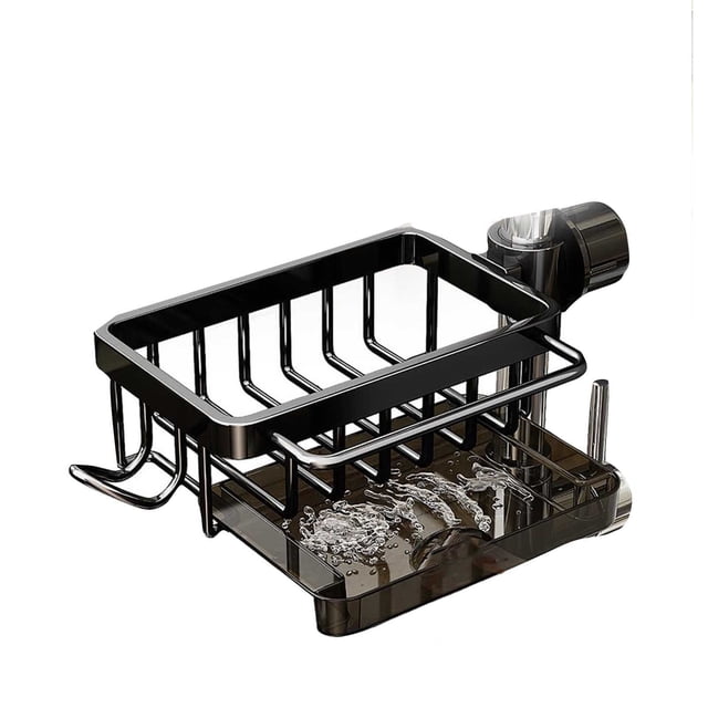 A Left Side Kitchen Sink Dish Drying Rack Over Faucet No Drilling Stainless Steel Drain Board For Dishes Sponges Utensils Organizer Under Sink Storage Solution For Kitchen Countertop