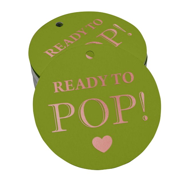 Inkdotpot Ready To Pop Baby Shower Bottle Tag Real Rose Gold Foil Favor Hang Tags Pack Of 50