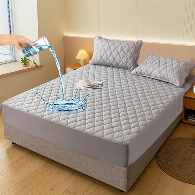 Waterproof Quilted Mattress Cover & Pillowcases Set,Waterproof Mattress Protector,Washable for Home, Bedroom, Hote