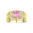 thumbnail image 1 of RYLOS Men's Rings 14K Yellow Gold Rings Classic Designer Style 8X6MM Oval Gemstone &  Diamond Ring Pink Ice October Birthstone Rings For Men Size 10, 1 of 7