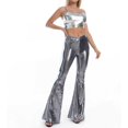 thumbnail image 5 of LUOGENLI Pantalon Décontracté pour Femme Pantalon Décontracté pour Femme Couleur Évasée Coupe Ajustée Festival Performance Pantalon Habillé Pantalon Évasé Pantalon Décontracté pour Femme Coupe Décontractée Grande Taille Gris G, 5 of 5