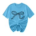 thumbnail image 2 of Offre à Durée Limitée Iumwxz T-Shirts Basiques Décontractés Plissés et Amples pour Femmes Blouses pour Femmes T-Shirts Graphiques à Nœud Col Rond Manches Courtes Hauts Blouse pour Dames Doux et Confortables pour Faire des Courses, 2 of 4