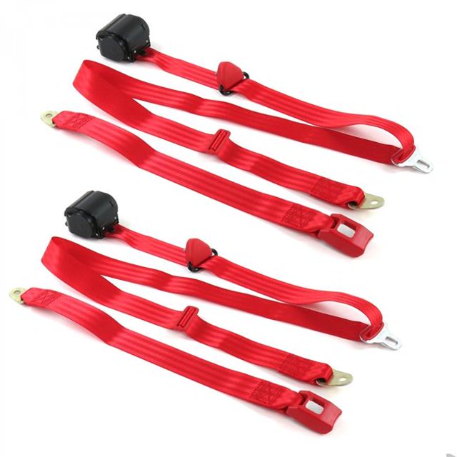 Ford Thunderbird 1980-1982 Standard Ensemble de Ceinture de Sécurité Baquet Rétractable Rouge à 3 Points - 2 Ceintures