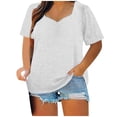 thumbnail image 2 of AherBiu Plus Size Womens T Shirts Loose Fitting Solid Tees Workout Gym Athletic Running Short Sleeve Tops, 2 of 6