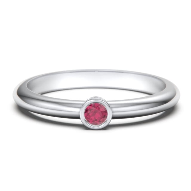 Bague Classique à Pierre de Naissance Sertie Clos - Rubis (Juillet)