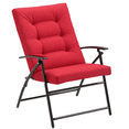 thumbnail image 1 of Foldable Lounge Chair, Fabric Upholstered Recliner with Armrest, Red, 1 of 10