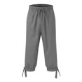 thumbnail image 1 of Mens Leisure Solid Color And Five Point Pocket Button Zipper Lace Up Shorts Pants, 1 of 2