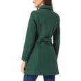 thumbnail image 3 of INSPIRE CHIC Manteau d'Hiver Long Chaud à Simple Boutonnage pour Femme Vert Foncé L, 3 of 5