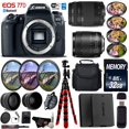 thumbnail image 1 of Canon EOS 77D DSLR Camera & 18-135mm is USM Lens & 75-300mm III Lens + UV FLD CPL Filter Kit + 4 PC Macro Kit + Wide Angle & Telephoto Lens + Case + Tripod + Card Reader- Intl Model, 1 of 7