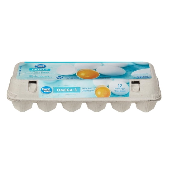 Great Value Omega-3 Large White 12 Eggs