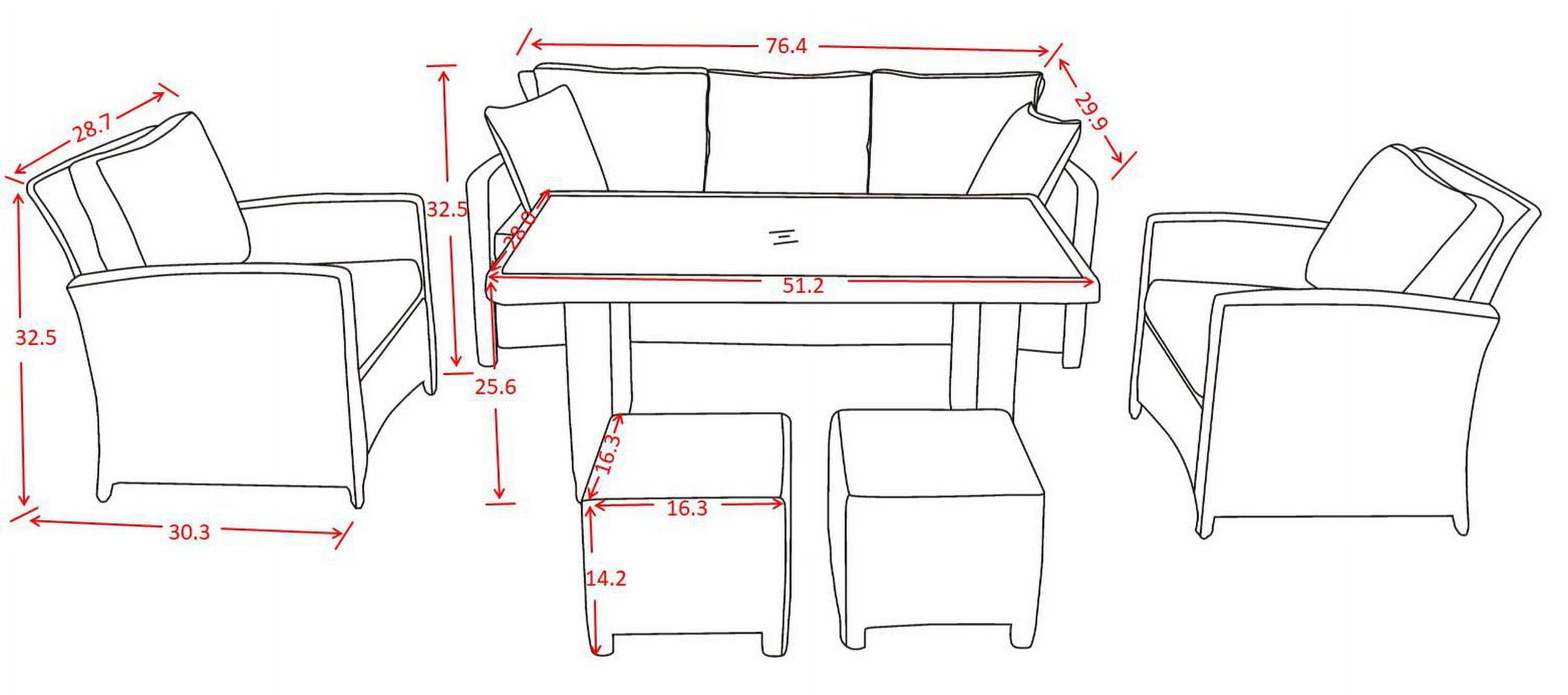Beaumont 6PC High Table Conversation Set with Red Cushions