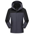 thumbnail image 1 of Pisexur Vestes pour Hommes Manteaux Confortables pour Hommes Unisexe à Capuche Manches Longues Patchwork Fermeture Éclair Coquille Rigide Molleton Randonnée Vêtement d'Extérieur Manteau Gris Foncé,4TG, 1 of 8
