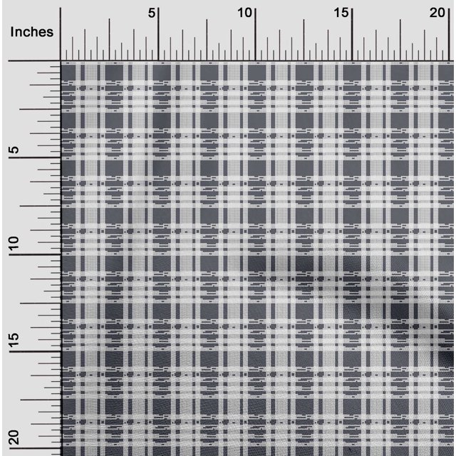 oneOone Cotton Silk Fabric Check Kasuri Decor Fabric Printed BTY 42 Inch Wide